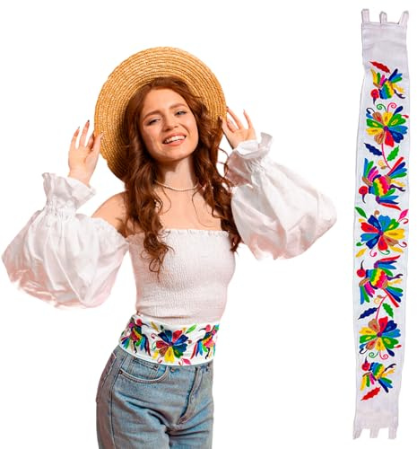 Cuitáxi Traditional Embroidered Mexican belt for women adjustable - Cinturones de mujer bordados hecho en mexico - mexican belt sash - women's belts embroidered