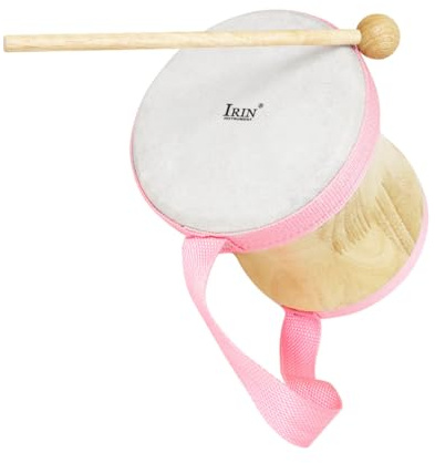 TOYANDONA Holztrommel mit Schlägel Rhythmusinstrument aus Holz Schlaginstrument für Jugendliche und Erwachsene Handgemachte Perkussions-bongotrommel mit Schaffell für Natürlichen Klang