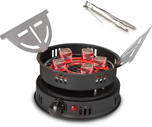 SERdeerCH Electric Charcoal Burner for Coconut Coal, 1000W, Coconut Coal Coil Stove, include Grid and Tongs (Black)