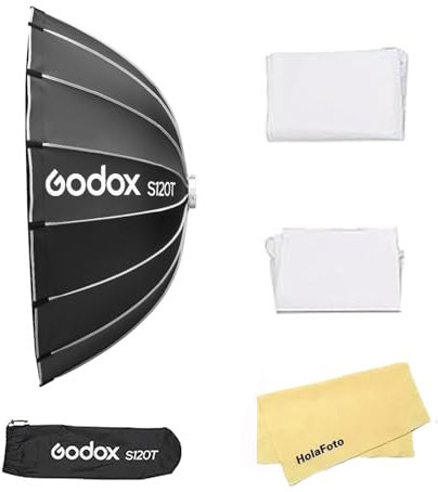 Godox S120T 120cm/47.2 Pouces Softbox Parapluie à Dégagement Rapide,Compatible avec AD400Pro AD300Pro AD600 SL60II SL150II SL200II et Autres Flashs Stroboscopiques à Monture Bowens (Intérieur Argenté)