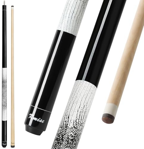 Kmise Pool Cue Stick 19oz, 58'' Canadian Maple Professional Billiard Cue Low-Deflection, All-Rounder Billiard Pool Sticks for Adults W/ 13mm Leather Tip, Black Wood Grain Butt, 3D Anti-Slip Grip