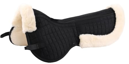 Merauno Sottosella inglese in cotone, in finta pelliccia, 4 tasche per la correzione della regolazione, supporto per la correzione della colonna vertebrale trasparente, garrese alto con imbottitura
