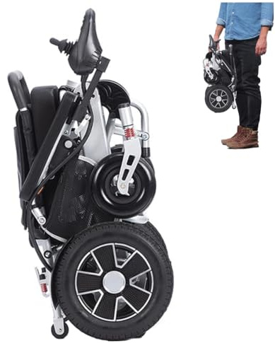 Juodkeo Silla de ruedas eléctrica duradera plegable para adultes, alcance 28km - Motores 500W, joystick 360°, capacidad de carga 100kg, aprobada para avión