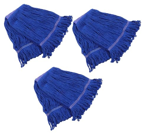 GOOHOCHY Trapeador Paquete de 3 Piezas Azul Cabezal de Algodón Resistente al Desgaste para Mopa Duradera para Limpieza Comercial E Industrial