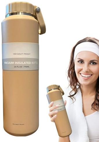 Gourde Isotherme,Tasse de Sport en Acier Inoxydable - 710 ml Étanche pour Adultes Adolescents Gym Sports Plein Air Camping Cyclisme École Randonnée
