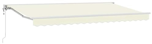 vidaXL Toldo Retráctil Crema 350 x 200 cm Aluminio y Tela, Toldo Semi-Cassette Moderno para jardín y terraza, Rectangular, diseño Flexible, fácil de Instalar y versátil
