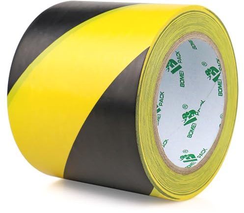 BOMEI PACK 100mmx33m Cinta Adhesiva De Advertencia De Peligro, Amarillo/Negro Cinta Adhesiva De Seguridad, Autoadhesiva Cinta Para Suelo, Para SeñAlización De Suelos Y Seguridad (100mm)