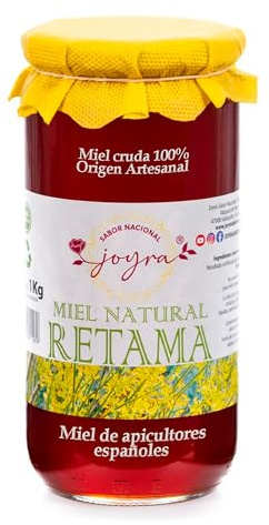 Miel Cruda de Retama 1 Kg, 100% Pura de Abeja, Natural sin Pasteurizar