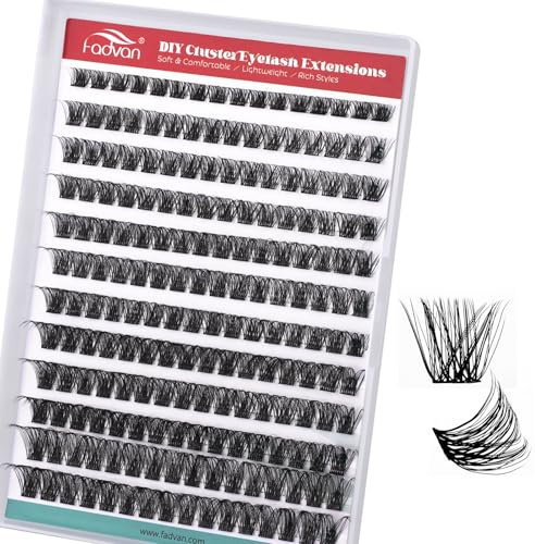 FADVAN Faux Cils Cluster Lashes D Curl 8-16mm DIY à la Maison C3 | Extension Cils en Soie Naturelle, 280PCS,Faux Cils Individuel,Léger et Confortable à Porter