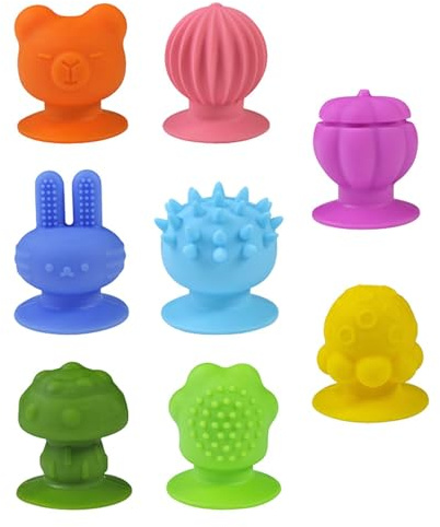 Luwecf 8 Juguetes Sensoriales de Silicona con Ventosa para Regalar Y Rellenar Medias Navideñas.