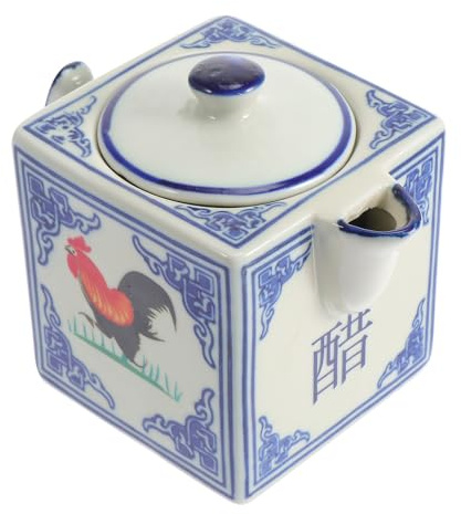 DIYEAH Tarro de Condimentos Cerámico Azul para Salsa y Vinagre Frasco de Cocina Sellado Diseño Delicado y Práctico para Aceites y Aderezos
