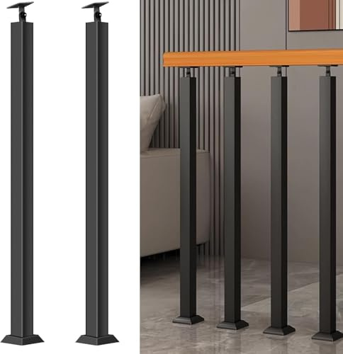 XYUERU Set of 2 stair railing posts for front mounting, 270° adjustable metal railing posts, stair railings with screw set for terrace, balcony and veranda(100cm)