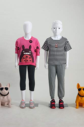 Ensemble de mannequins de vitrine pour enfants et modèles simples 85-130 cm - Réalistes et flexibles - En plastique PE, acrylique ou tissu - Avec pied - Pour vitrine, boutique et décoration (modèle SB