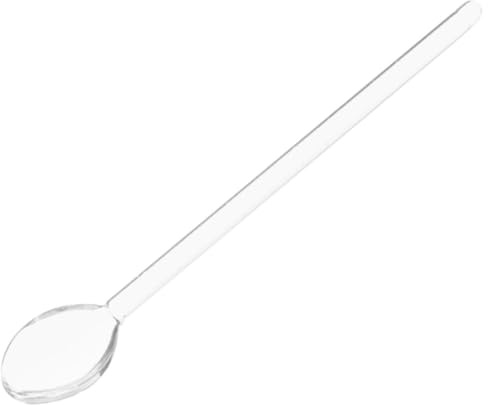 MOBUTOFU Cucchiaio in vetro, resistente al calore, con manico lungo, per caffè, latte e dessert, cucchiaio da cucina trasparente per mescolare cocktail e succhi di frutta