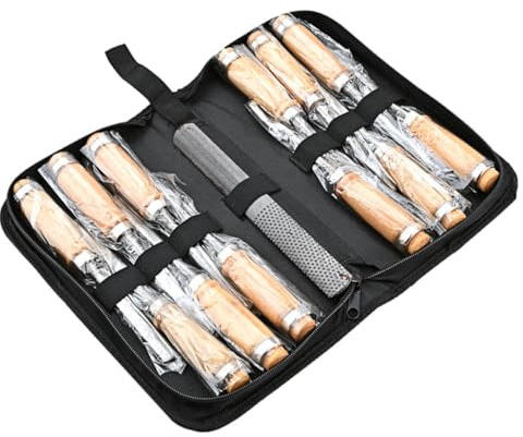 TOYANDONA 13 Stück Schnitzset für Erwachsene mit Holzgriff Metallklingen und Stofftasche Vielseitiges Werkzeugset zur Holzbearbeitung und Modellbau