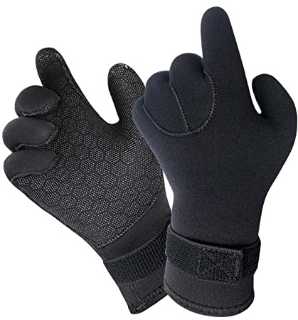 Wswqop Guanti da Immersione in Neoprene Impermeabili, Termici E Resistenti, a Cinque Dita, per Uomo E Donna, con Funzione Antiscivolo, Adatti per Immersioni, 5mm L