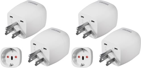 GRIFEMA Adaptador Enchufe Americano a Europeo, Clavija para Tomas Tipo B en EE.UU. Canadá México Tailandia, Conector de Corriente USA con Ajuste Firme, 250V 10A, 2 Unidades (Paquete de 2)