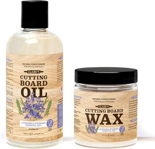 CLARK'S Chopping Board Oil & Wax Set - Includes Oil (355ml) & Wax (177ml) - Lavender & Rosemary Scent