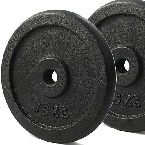 KK Cast iron Weight Plate Set For 1 Inch Barbell Bar Cast iron Weight Disc Pair-2 x 2.5kg, 5kg or 10kg Barbell Weight Plates-Dumbbell Plates for Home