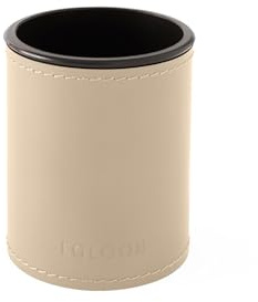 Eglooh - Orfeo - Schreibtisch rund Stiftehalter Design aus Leder Beige cm 7,8 x 7,8 H.9,5 - Handwerkliche Nähte und starke Struktur - Made in Italy