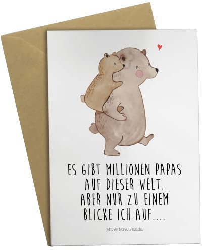 Mr. & Mrs. Panda Beileidskarte Papa Bär - Geschenk, Vater, Vatertag, Geburtstag, Grußkarte, Muttertag, weihnachtskarten, Sohn, osterkarten, einladungskarten, neujahrskarte, osterkarte