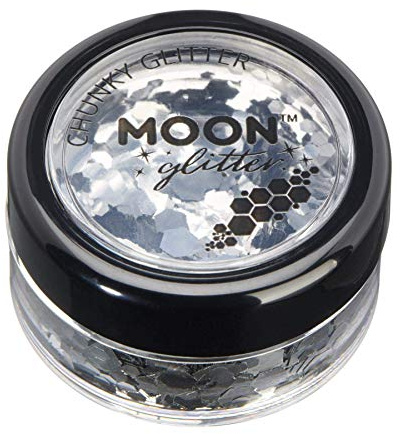 Klassischer grobkörniger Glitter von Moon Glitter - 100% kosmetische Glitzer für Gesicht, Körper, Nägel, Haare und Lippen - 3g - Silber