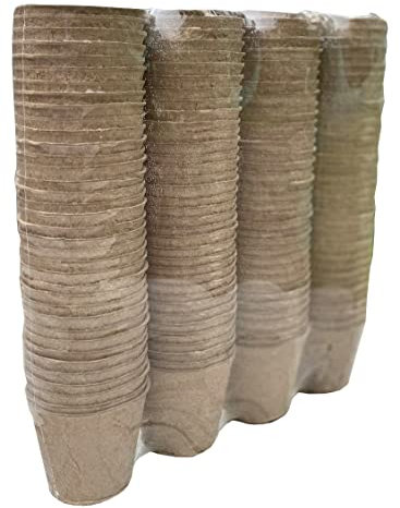 Selections Fibre Compostable Biodegradeable Round 8cm Plant Pots (Pack of 144) for Seeds, Seedlings & Cuttings