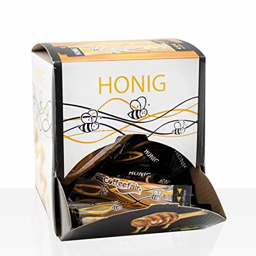 Coffeefair Honig Sticks 100 x 10g Portionshonig einzeln verpackt, inkl. Thekendisplay, Bienenhonig praktisch & sauber