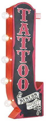 Retro 3D tatuering konstnär salong Marquee LED ljus pil skylt bar pub man grotta dekor väggkonst
