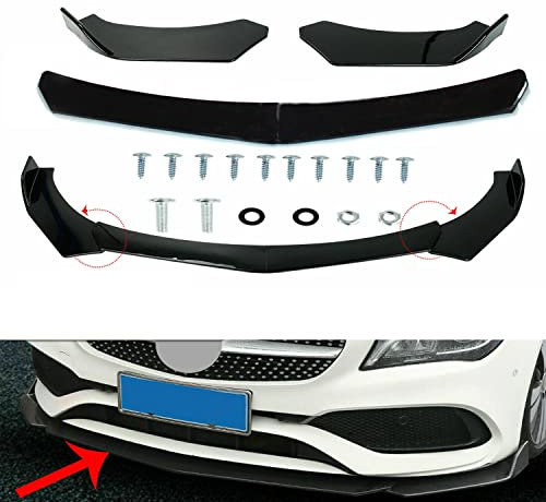 GSRECY Universal Frontstoßstange Lippe Splitter Schutz Splitter Spoiler Spoiler Schwarz glänzend