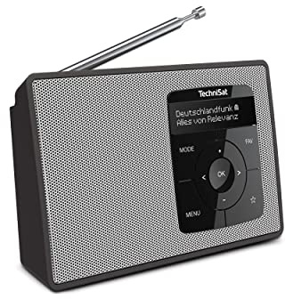 TechniSat DIGITRADIO 2 - Tragbares DAB+/UKW-Radio mit Akku, Schwarz/Silber | mit Bluetooth Audiostreaming, Weckfunktion, OLED Display, Kopfhöreranschluss, Lautsprecher 1 W RMS