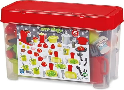Ecoiffier Toys - 2698-70 stycken dinettlåda - solid och praktisk för förvaring - imitationsspel - från 18 månader - tillverkad i Frankrike