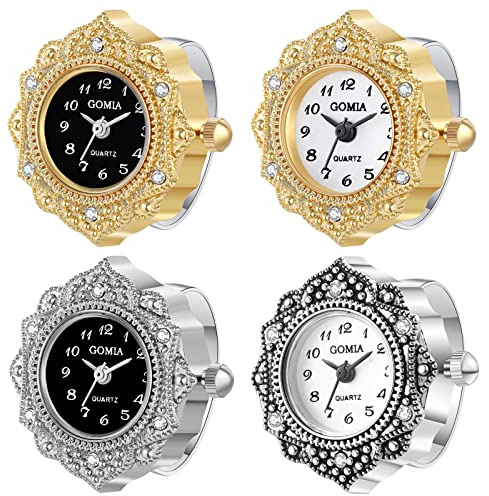 Avaner Ringuhr Fingeruhr mit Rundes Gehäuse Arabisches Zifferblatt Verstellbarer Ring 3ATM Wasserdicht Ring Uhr Finger Uhr ALS GESHCNEKE für Damen