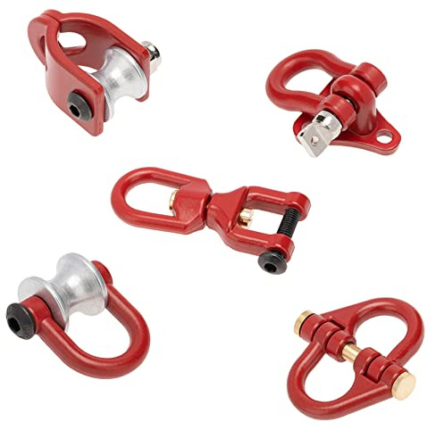 Treehobby Metal Tow Hook Recovery Shackle Winch Pulley Ring Buckle Rescue Hook Horseshoe Buckle Compatible with 1/10 AXIAL SCX10 Wraith Capra TRX4 TRX6 D90 Redcat MST RC Car（Red）
