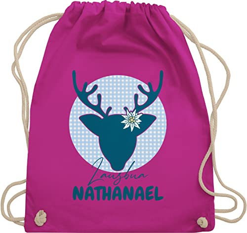 Turnbeutel Rucksack - Kompatibel Oktoberfest - Lausbua Hirsch - Unisize - Fuchsia - oktoberfest-tasche trachten lausbub tasche trachtenrucksack bayrisch beutel trachtenrucksäcke bayrisches