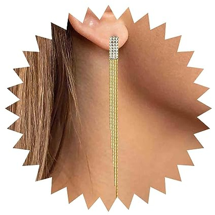Inateannal Boucles D'oreilles Pendantes En Strass Doré Boucles D'oreilles Goutte À Goutte En Chaîne Cristal Boucles D'oreilles À Houppes Boucles D'oreilles En Chaîne En Métal Bijoux Pour Femmes Et