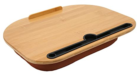 ASHATA Lap Desk Laptop Table Fits Up to 15.6 Inch Laptop, with Pillow Cushion, Tablet Phone Holder, Anti Slip Strip, for Working Writing Drawing
