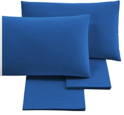 Set Lenzuola letto in calda flanella di cotone ultrasoft - sotto 180X200 H 25cm (Blu T.U.)
