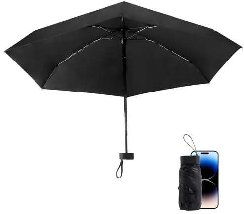RISVOWO Mini Parapluie Pliant 6 Baleines - Résistant Vent, Anti-Tempête/UV pour Voyage