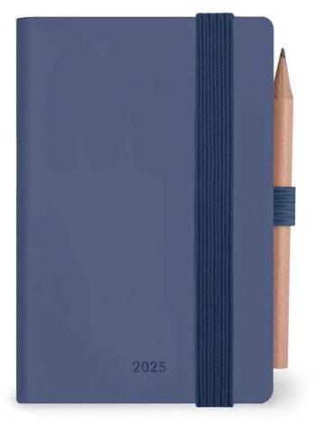 Legami - Mini-Tageskalender 2025, 12 Monate, Mini, Adressbuch und Bleistift inklusive, Gummibandverschluss, Tagebuch von Januar 2025 bis Dezember 2025, aus FSC-zertifiziertem Papier, 6,5 x 10 cm,
