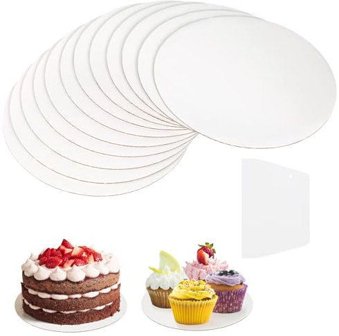 Mispudin 12 Stück Cake Board 30cm Rund, Tortenplatte Pappe Weiß, Tortenteller mit Tortenspachtel, Tortenunterlage Wiederverwendbar für Transport Kuchen und Torten
