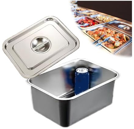 NJDQFA Lebensmittel Lagern Behälter,Stapelbar Gastro Behälter Mehrweg, Rechteckig Edelstahl Gastronomiebehälter,36 * 27cm,15cm