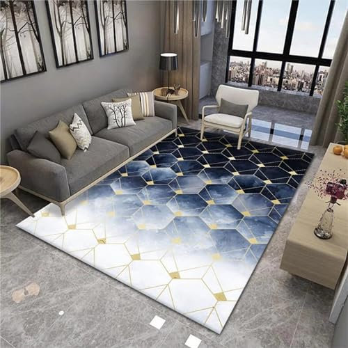 FKBDDM Stallteppich, blauer Teppich, Küchensofa, Anti-Milben-Badezimmertür-Teppich, kleiner grauer Teppich, blau, 120 x 180 cm (blau, 160 x 200 cm, blau)