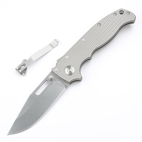 Kleines handliches werkzeug stahl messer scharf rutschfest Robust Survival Tragbare Camping messer edc outdoormesser Jagdmesser titan taschenmesser Grau klappmesser flipper tanto neck knife x2 clips