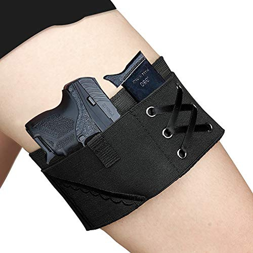 ANSNOW Strumpfbandholster, Verdecktes Klassisches Beinholster Für Frauen, Oberschenkelholster, Verstellbares Schwarzesenetui Für Damen