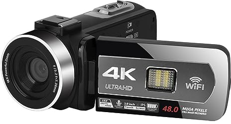 MZZYG Caméra vidéo Caméscope 4K WiFi Caméras Web Numériques UHD for La Photographie Enregistreur Vidéo À Mise Au Point Automatique avec Zoom 18X(No SD Card,Cam)