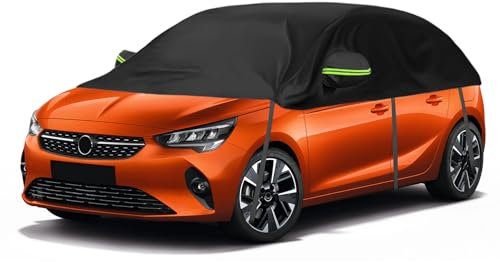 Autoabdeckung Ersatz für Opel Corsa D Renault Clio, Universelle Sonnenfest Hälfte Autoabdeckung, Halbgarage UV Beständige Halbe Auto Abdeckplane Staubdicht Schneefest Outdoor Indoor