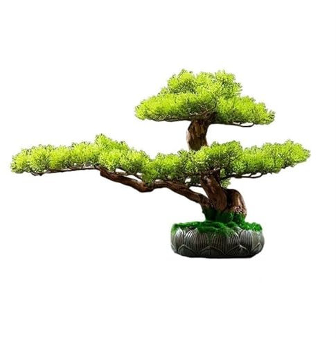 FAJNUZI2024 Künstliche Bonsai Chinesische Feng Shui Dekoration Gefälschte Grüne Pflanzen Wohnzimmer Eingang Hotel Bonsai Ornamente Desktop Simulation Baum Kunstbaum Bonsai