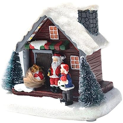 POPETPOP 2 STK Snowhaus-Ornamente weihnachtsdeko Weihnachts Figuren weinachts deko gartendeko Weihnachtsbäume animiert Weihnachten Mini leuchtendes Dekoration für Weihnachtsfeiern Harz