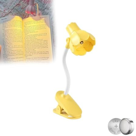 CQSVUJ Lampe de Lecture en Forme de Fleur Pastel Mignonne,Lampe de lecture portable pour lit, Lampe fleur,avec 10 Piles, Lampe de Lecture réglable à 180 °,Lampe de Lecture pour Les Yeux (jaune)